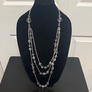 gold-tone multi-strand necklace clear faceted acrylic beads